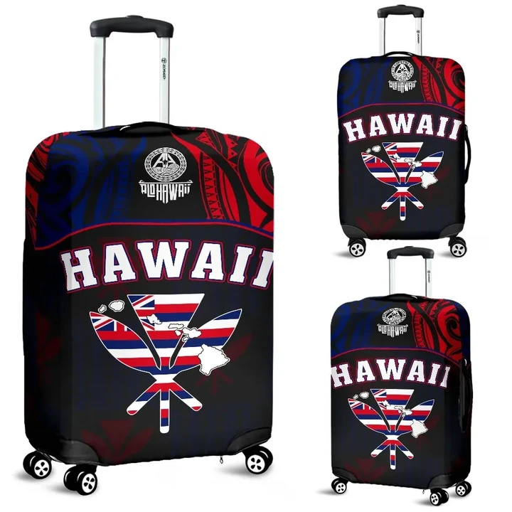 Alohawaii Accessory - Hawaiian Kanaka Luggage Covers Flag Nation Black Demodern