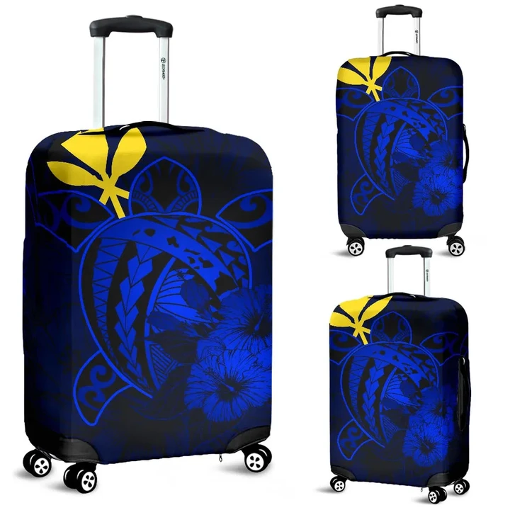 Alohawaii Accessory - Hawaii Hibiscus Luggage Cover - Harold Turtle - Blue