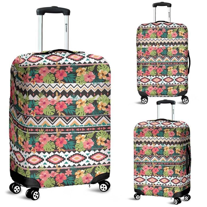 Alohawaii Accessory - Hawaii Hibiscus Ethnic Mix Tropical Flower Luggage Cover