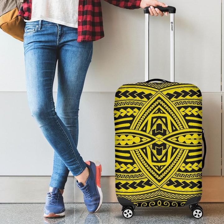 Alohawaii Accessory - Polynesian Seamless Yellow Luggage Covers