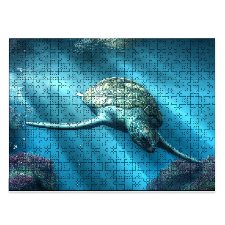 Alohawaii Puzzle - Hawaii Sea Turtle Swimming In Blue Sea Jigsaw Puzzle