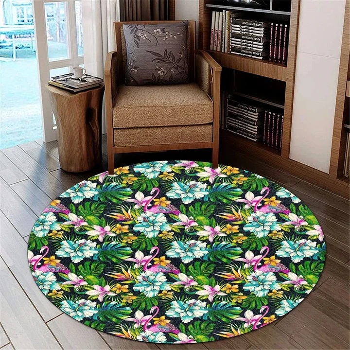 Alohawaii Home Set - Animals And Tropical Flowers Round Carpet