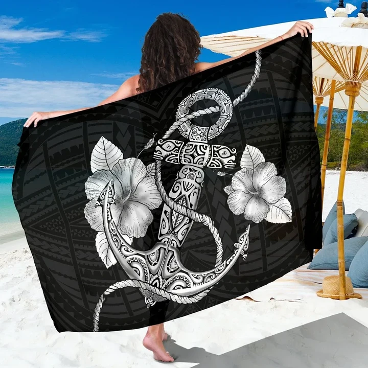 Alohawaii Sarong - Anchor White Poly Tribal Sarong
