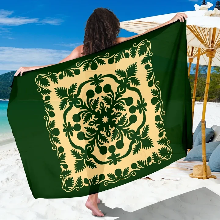 Alohawaii Sarong - Hawaiian Sarong Royal Pattern - Emerald Green