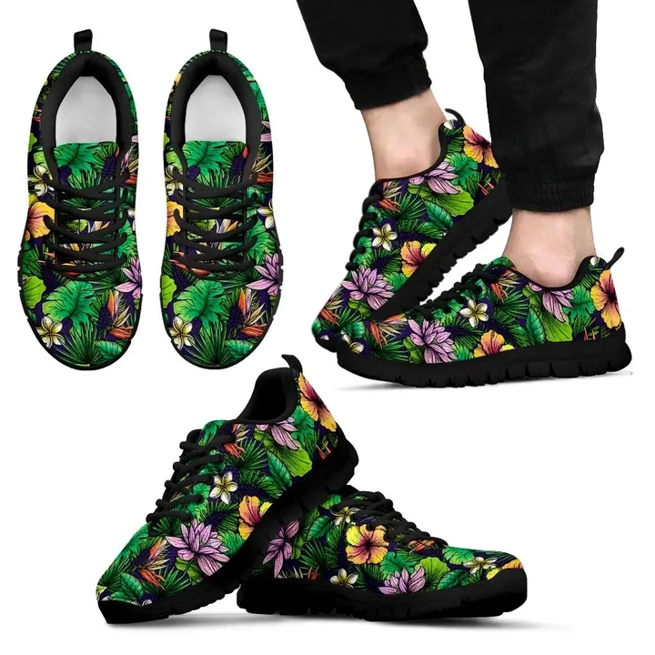 Alohawaii Footwear - Hawaii Hibiscus And Plumeria Green Sneaker