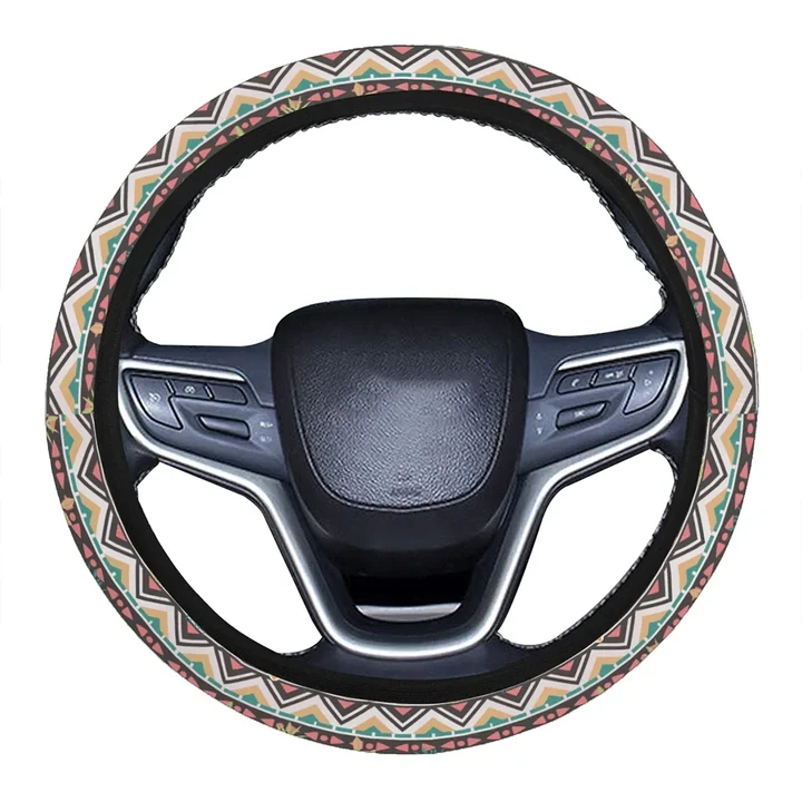 Alohawaii Accessory - Hawaii Hibiscus Ethnic Mix Tropical Flower Hawaii Universal Steering Wheel Cover with Elastic Edge
