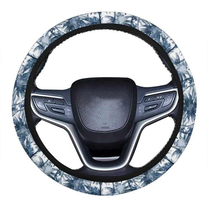 Alohawaii Accessory - Hawaii Palm Trees And Tropical Branches Hawaii Universal Steering Wheel Cover with Elastic Edge