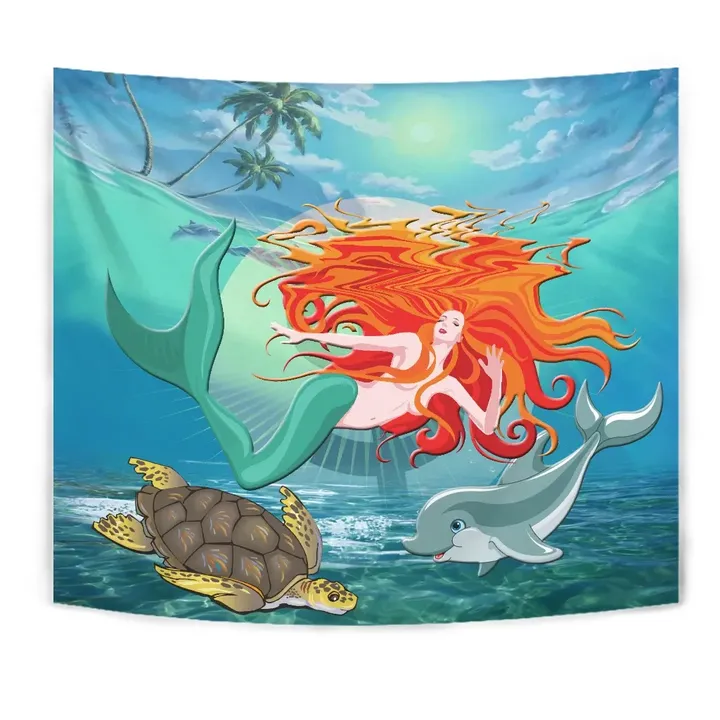 Alohawaii Tapestry - Mermaid And Animal Tapestry