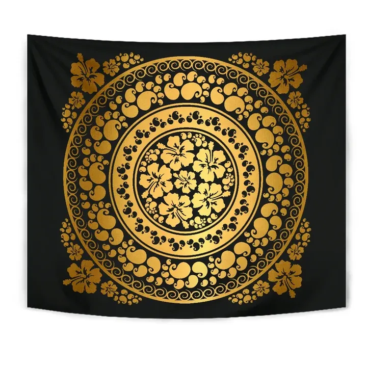 Alohawaii Tapestry - Hibiscus Gold Circle Tapestry