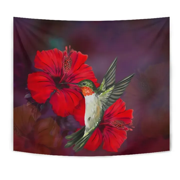Alohawaii Tapestry - Hibiscus Hummingbird Tapestry