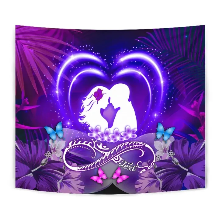 Alohawaii Tapestry - (Personalized) Hawaiian Couple Hibiscus Valentine Tapestry - Bliss Style