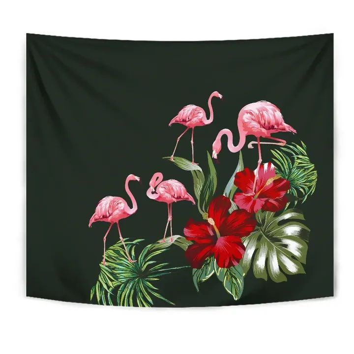 Alohawaii Tapestry - Hibiscus Flamingo Tapestry