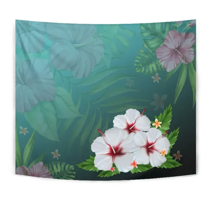 Alohawaii Tapestry - Hibiscus White Flower Gleeful Tapestry