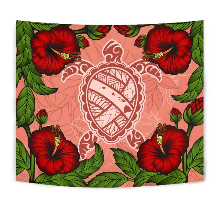 Alohawaii Tapestry - Hawaii Turtle Hibiscus Pink Tapestry - Fide Style