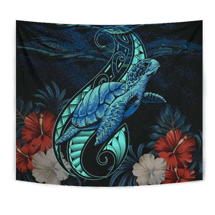 Alohawaii Tapestry - Hawaii Polynesian Honu Sea Hibiscus Tapestry