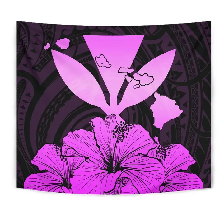 Alohawaii Tapestry - Hawaiian Kanaka Tapestry Hibiscus Polynesian Love Pink