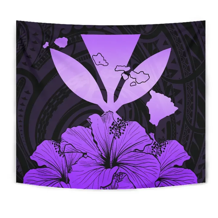Alohawaii Tapestry - Hawaiian Kanaka Tapestry Hibiscus Polynesian Love Violet