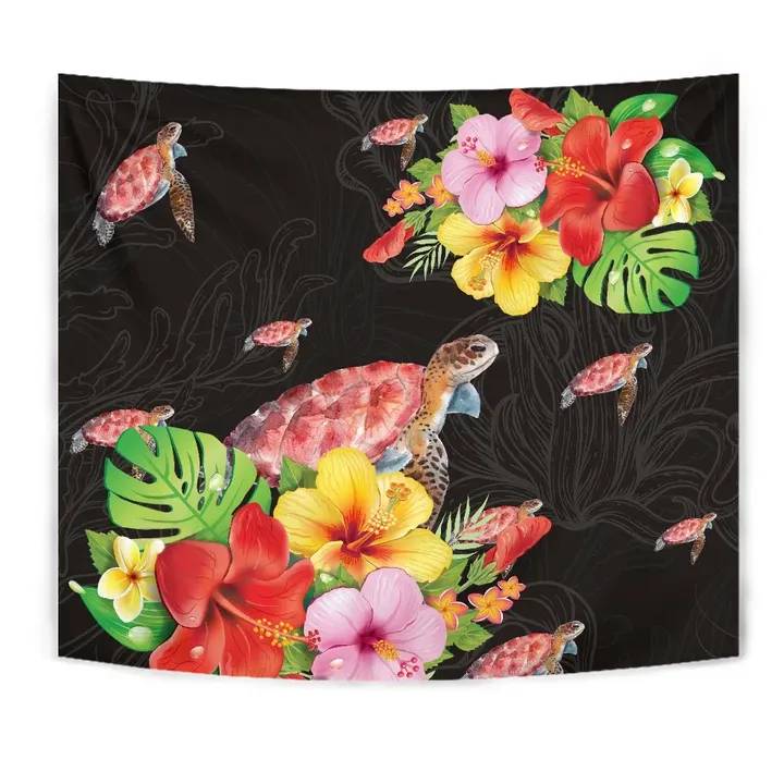 Alohawaii Tapestry - Hibiscus Plumeria Turtle Tapestry