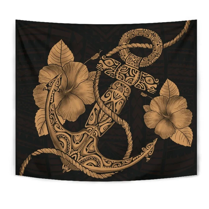 Alohawaii Tapestry - Anchor Gold Poly Tribal Tapestry
