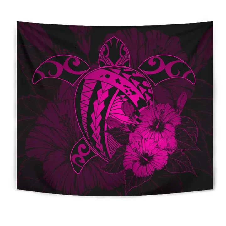 Alohawaii Tapestry - Hawaii Hibiscus Tapestry - Harold Turtle - Pink