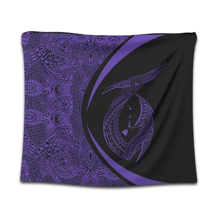 Alohawaii Tapestry - Hawaii Fish Hook Polynesian Tapestry - Circle Style Purple