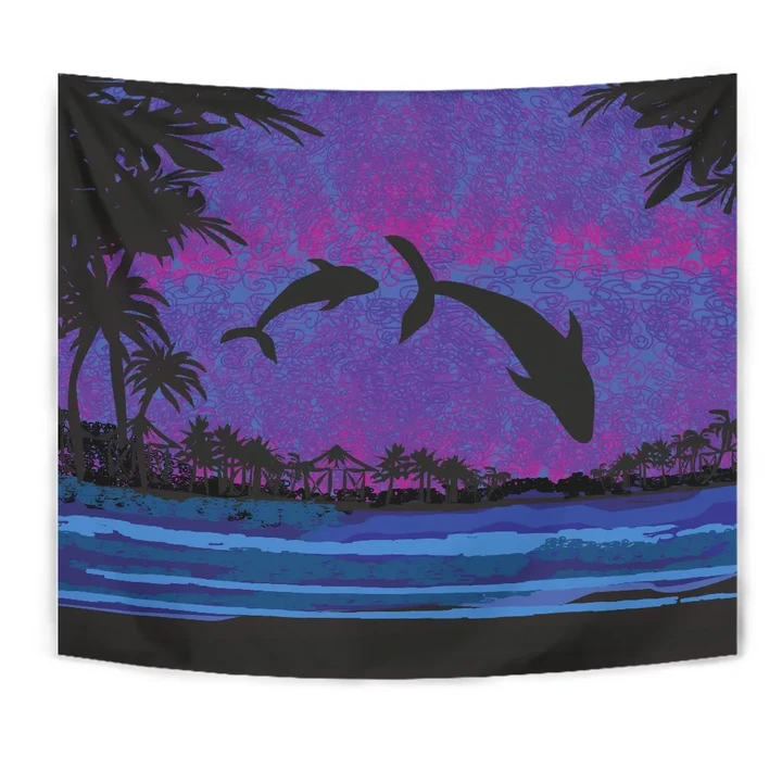 Alohawaii Tapestry - Dolphin Dance In Night Tapestry