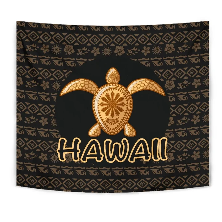 Alohawaii Tapestry - Hawaii Turtle Golden Tapestry