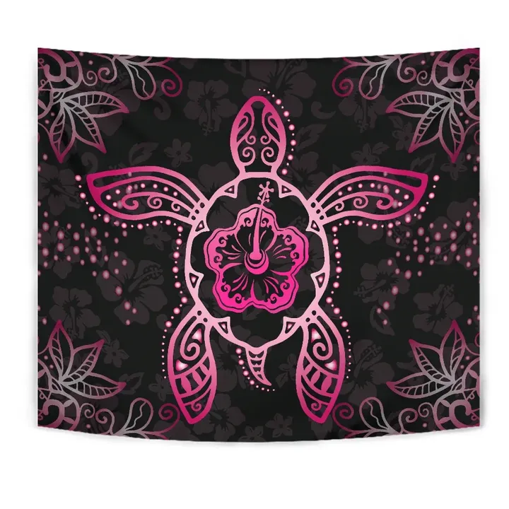 Alohawaii Tapestry - Turtle Hibiscus Pink Tapestry