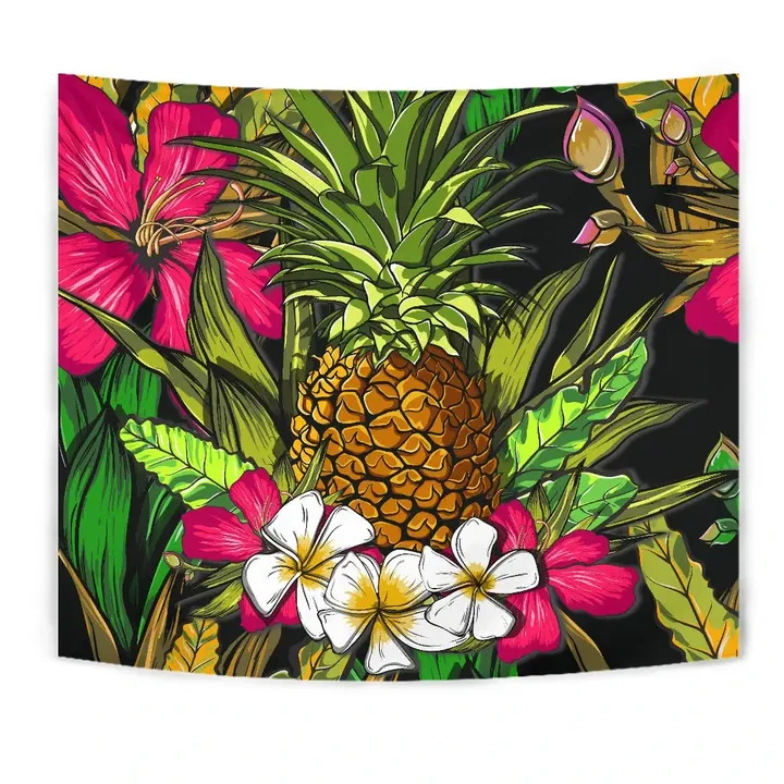 Alohawaii Tapestry - Hawaii Tropical Flowers Pineapple Tapestry
