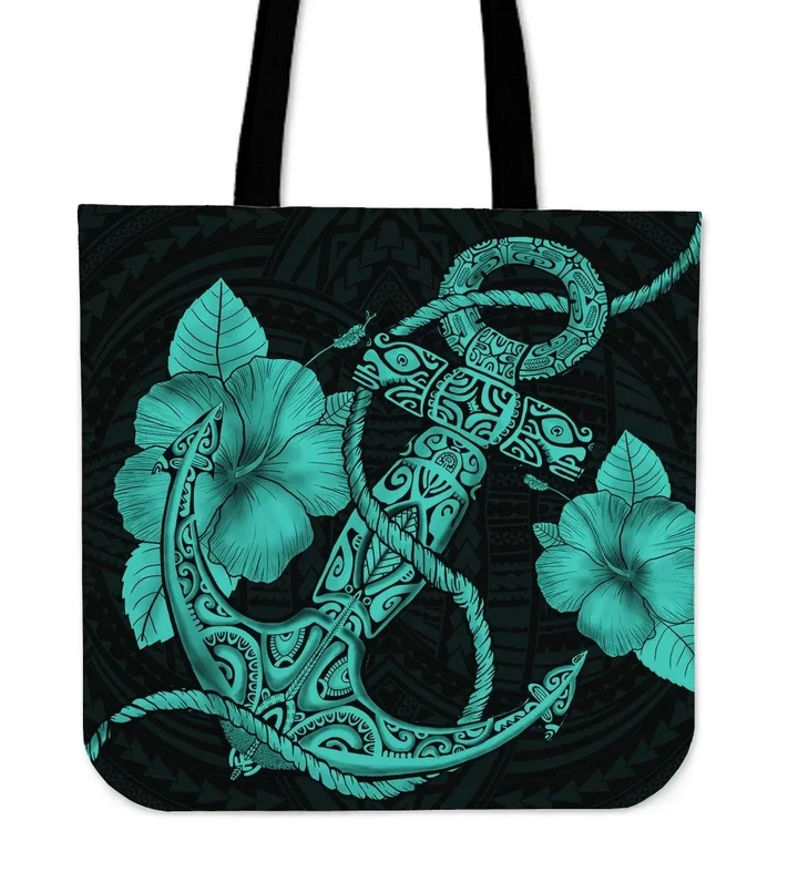 Alohawaii Bag - Anchor Turquoise Poly Tribal Tote Bag - AH - J1