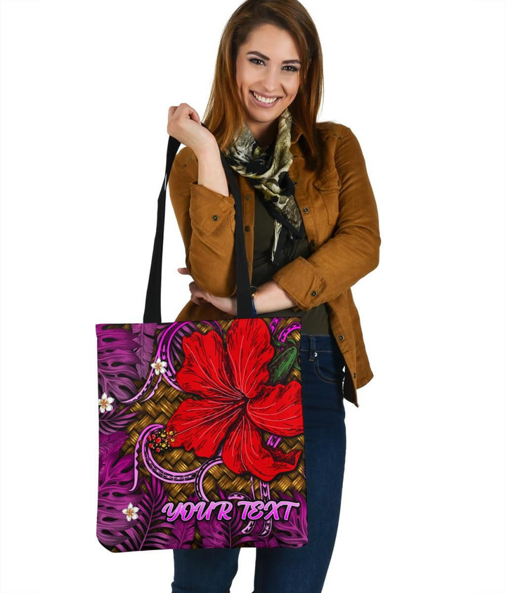 Alohawaii Bag - Hawaii Lauhala Hibiscus Polynesian Tropical Tote Bag Pink - Wake Style - AH - J4
