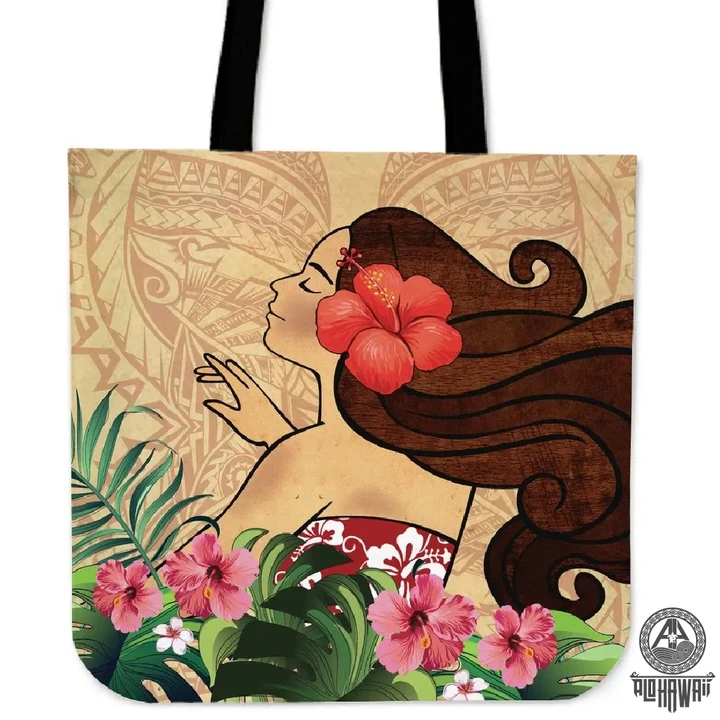 Alohawaii Bag - Hula Girl Hibiscus Jung Polynesian Tote Bag - AH - A0