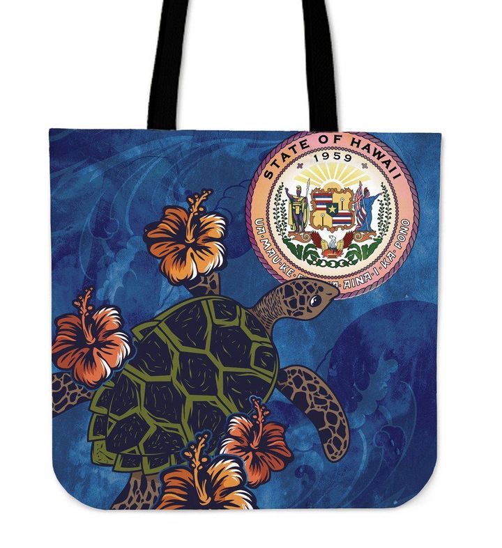 Alohawaii Bag - Hawaii Seal Hibiscus Ocean Pin Light Turtle Sea Tote Bag - AH - J1