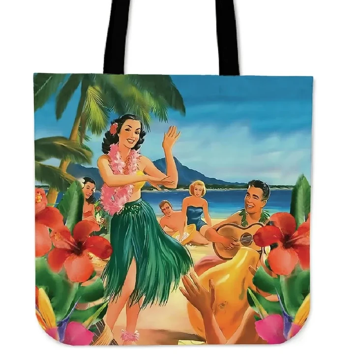 Alohawaii Bag - Hula Dance On Beach Tote Bag - AH - J1