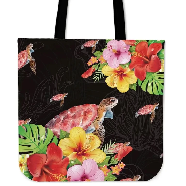 Alohawaii Bag - Hibiscus Plumeria Turtle Tote Bag - AH - J1