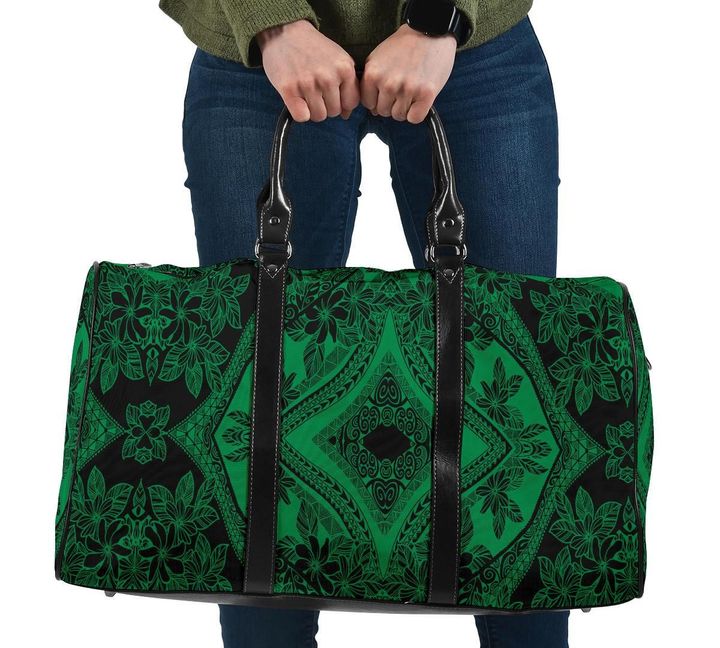 Alohawaii Bag - Polynesian Plumeria Mix Green Black Hawaii Travel Bag