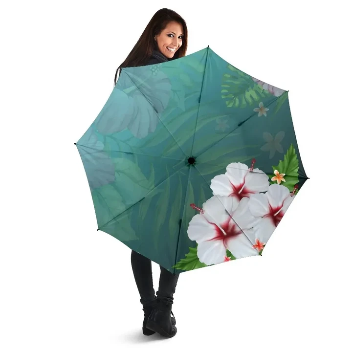 Alohawaii Umbrella - Hibiscus White Flower Gleeful Umbrella