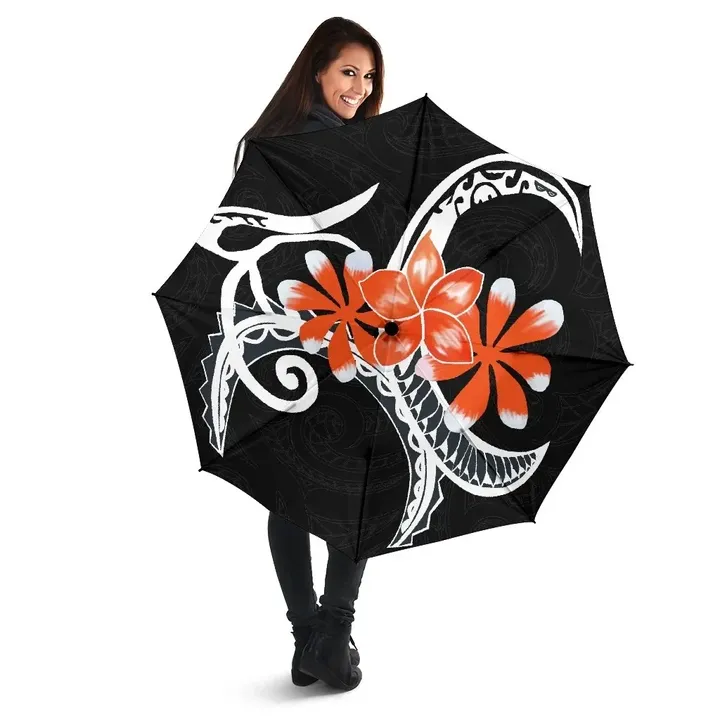 Alohawaii Umbrella - Plumeria Polynesia Orange Umbrella