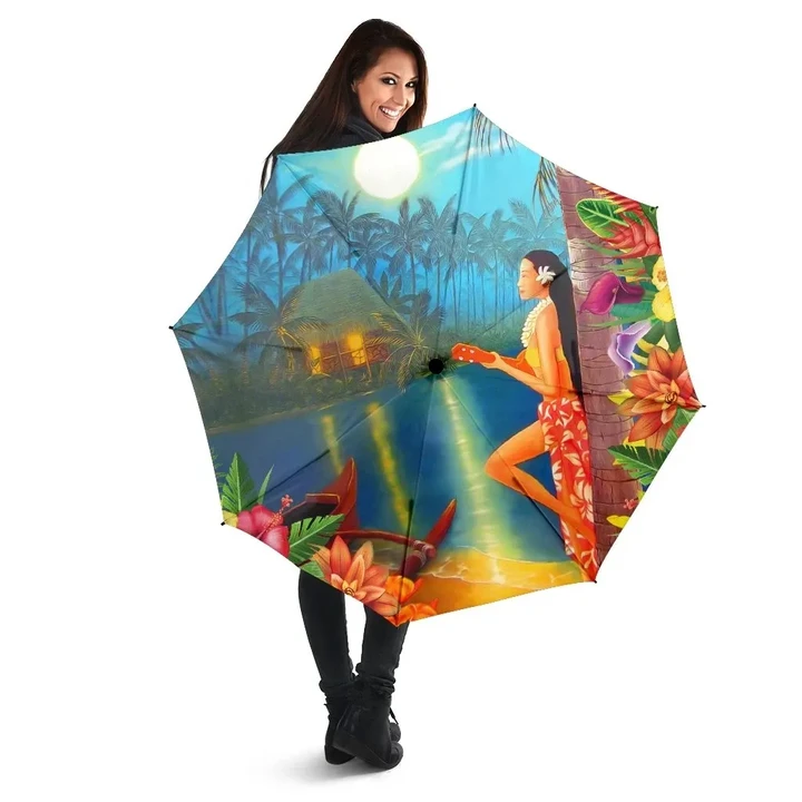 Alohawaii Umbrella - Hula Girl Sing In Village Umbrella