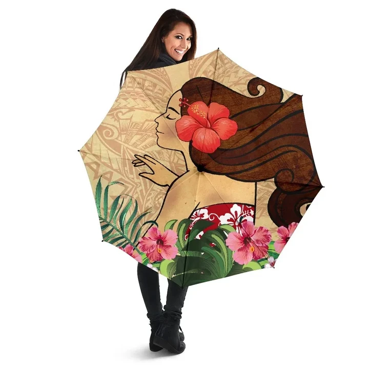 Alohawaii Umbrella - Hula Girl Hibiscus Jung Polynesian Umbrella