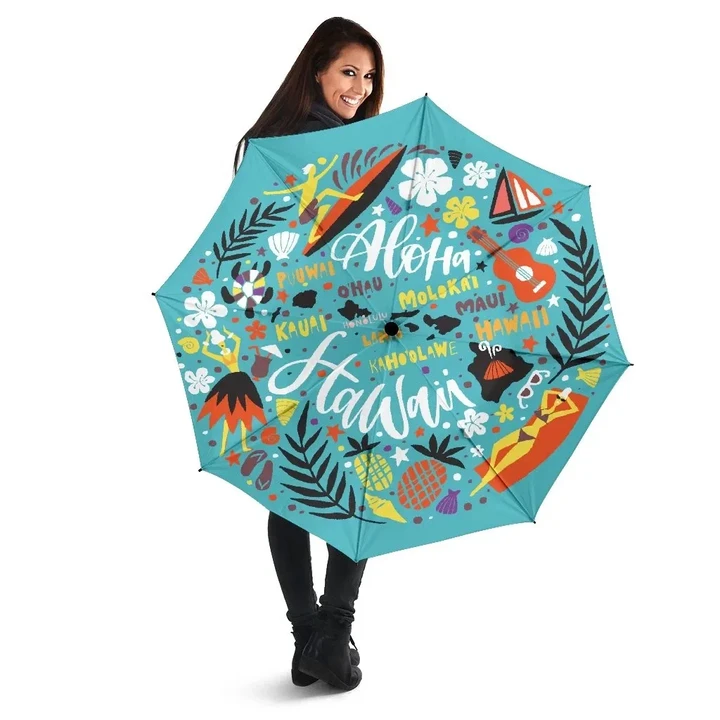 Alohawaii Umbrella - Hawaii All Symbol Umbrella