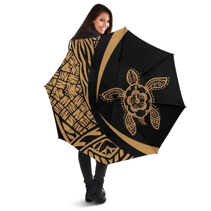 Alohawaii Umbrella - Hawaii Turtle Umbrella Gold - Circle Style