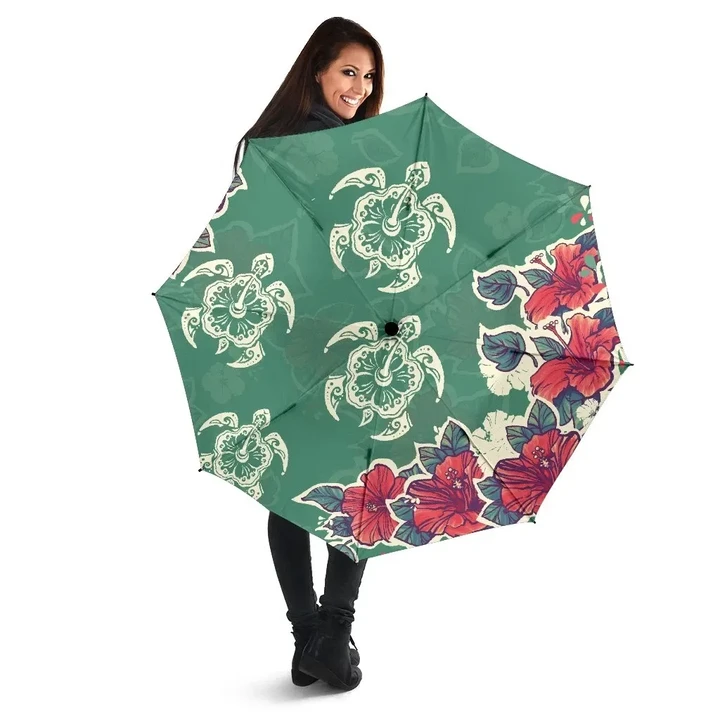 Alohawaii Umbrella - Turtle Hibiscus Red Umbrella