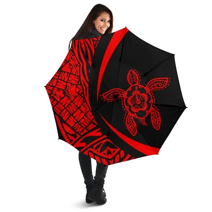 Alohawaii Umbrella - Hawaii Turtle Umbrella Red - Circle Style