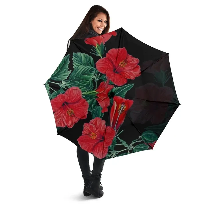 Alohawaii Umbrella - Hibiscus Red Flower Umbrella