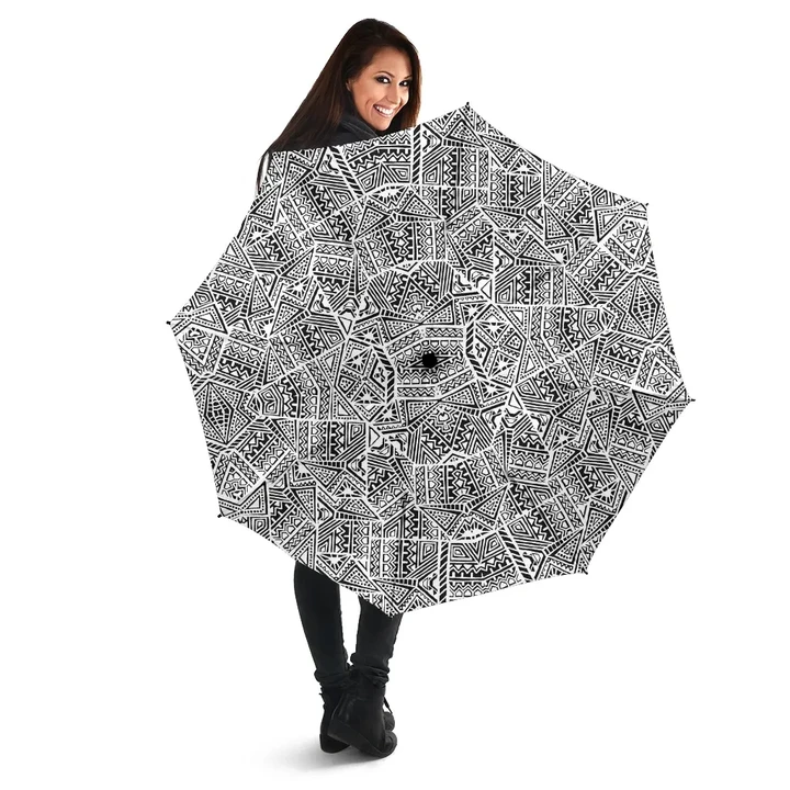 Alohawaii Umbrella - Polynesian Umbrella White And Black