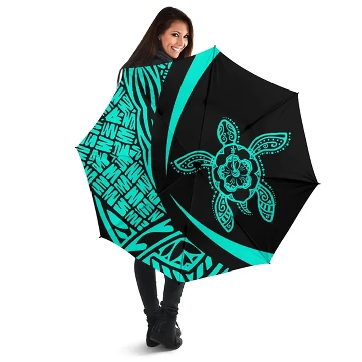Alohawaii Umbrella - Hawaii Turtle Umbrella Turquoise - Circle Style