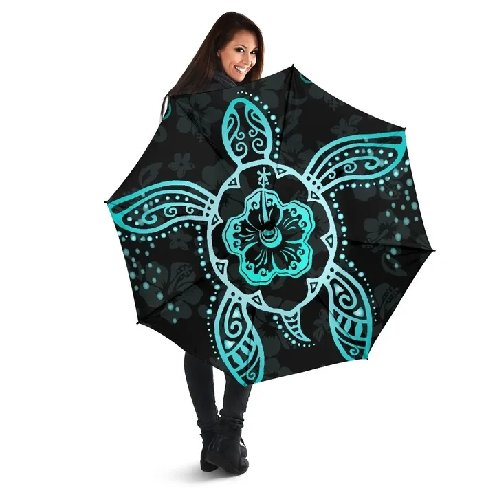 Alohawaii Umbrella - Turtle Hibiscus Blue Umbrella