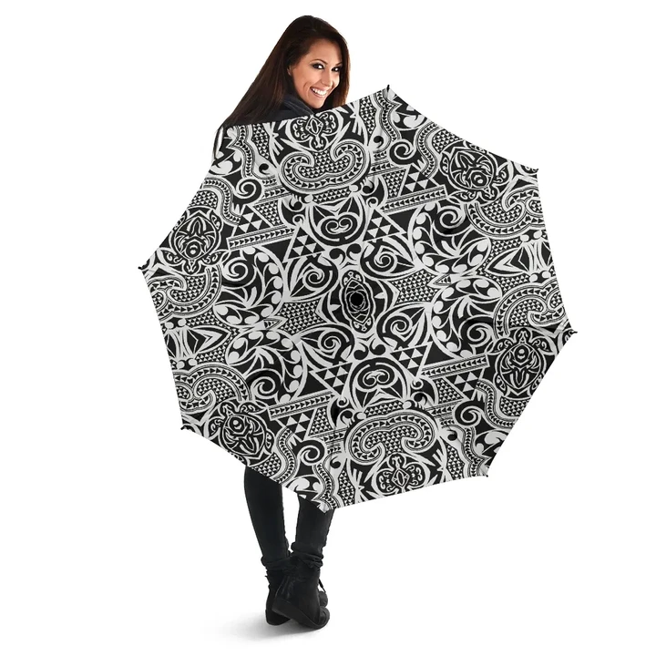 Alohawaii Umbrella - Polynesian Tribal Umbrella Black White