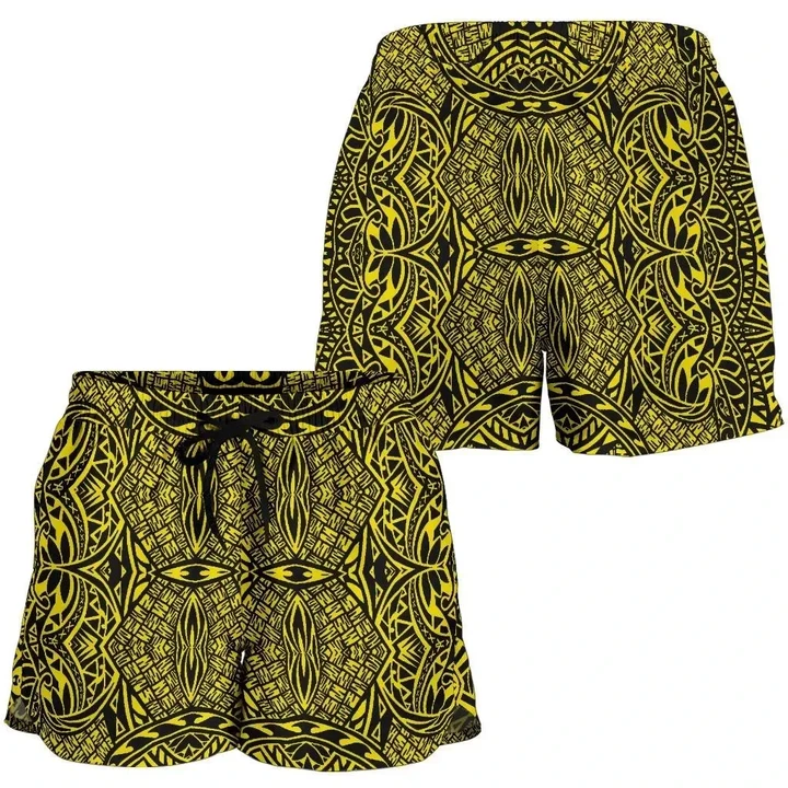 Alohawaii Short - Polynesian Lauhala Mix Yellow Women's Short